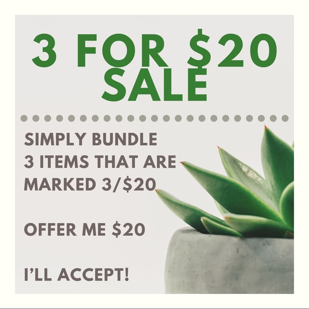 3/$20 SALE WHILE SUPPLIES LAST